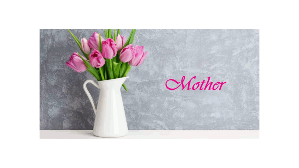 ADDvantage Casket panel insert Mother with white vase of pink tulips